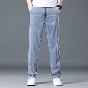 Jeans lyocell jeans maschile estate ultrasotti sciolti pantaloni in denim morbido marca comoda pantaloni blu chiaro 240408