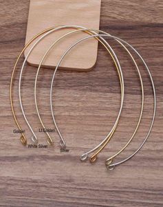 10st 2mm Single Metal Wire Hårband Hårhoppar med cirklar ringar ändar för handgjorda brudtiara kron silvergolden4798401