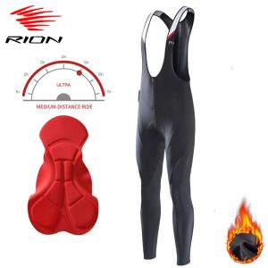 Pants RION Winter Cycling Long Bib Short Pants Men's MTB Bicycle Tights Mountain Bike Ciclismo Pantalones Breathable Gel Pad Trousers