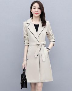 Khaki color Women's trendy Trench Coats Women Fashion England Middle Long Coat Double Breasted Trench Coat oversized jacket outwearfor lady