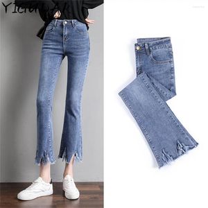 Frauen Jeans hohe Taille Frauen Knöchel Länge Stretch Baumwolle Straight Jeanshose Modes Streetwear Freund für Mädchen Sommer 2024