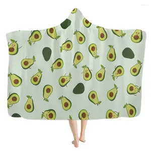 Blankets Custom 3D Print Fluffy Blanket Hooded Cute Cartoon Avocado Wearable Oversized Hoodie Sofa For Adult/Child