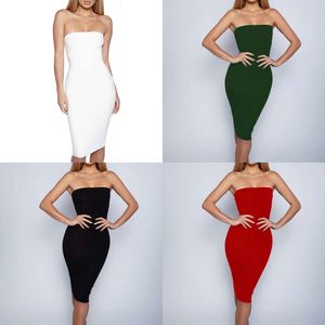 Herbst Mode sexy Damen trägerlose lange Ärmeln Feste Farbkleid Vestidos Größe S-L Party Abendkleider für Frauen Es