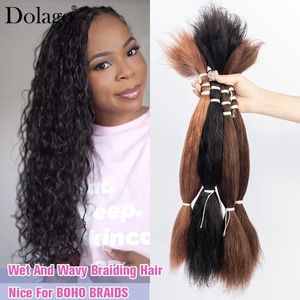 Wet And Wavy Human Hair Braiding Bundles Locks Microlocs Bulk For Box Crochet Braids 240401