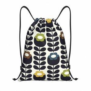 Orla Kiely in tessuto floreale in tessuto per lo zaino Sports Gym Borse per donne uomini scandinavi SACKPACK K2L9#