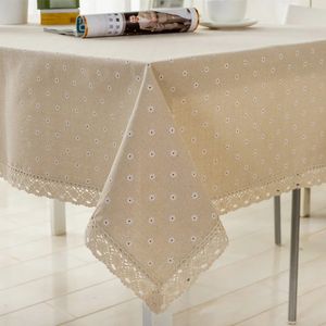 Flower Pattern Tablecloth Linen Cotton Table Cloth with Lace Dining Table Cover ritual rectangular waterproof tablecloth 240402