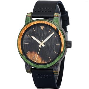 Wristwatches 2win Men's Colorful Wooden Watches Casual Handmade Unique Quartz Couple Wristwatch Anniversary Watch Gift For Men Women