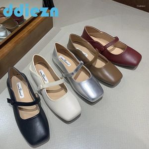 Casual Shoes Red Female Footwear Women For Slip On 2024 Square Toe Mary Janes Autumn Spring Flats Fashion Shallow Ladies