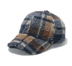 ファッションデザイナークロスバーダー帽子冬の子羊の毛皮のピークカーブドブリム暖かい英国スタイルレトロクラシック格子縞の野球キャップメン3099448