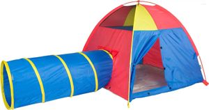 Namioty i schroniska Kids Hide-Me Dome Namiot Crawl Tunnel Combo do zabawy w pomieszczenia/na zewnątrz czerwony/żółty/niebieski duży