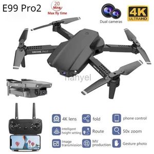 ドローンNew E99 Pro2 Mini Drone RC 4K HDデュアルカメラwifi FPVプロフェッショナル航空写真ヘリコプター折りたたみ式クアッドコプタードロンおもちゃ240416