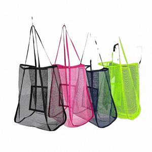 women Transparent Mesh Single Should Ins Winder Bag Fiable Lightweight Portable Shop Travel Beach Mesh Net Tote Handbag q21j#