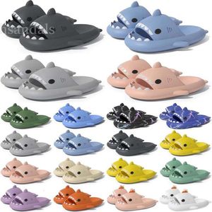 Gratis fraktdesigner Shark Slides Sandal Sandvar Sumpreglage för män Kvinnor Sandaler Slide Pantoufle Mules Män Kvinnor Slippare Tränare Flip Flops Sandles Color79