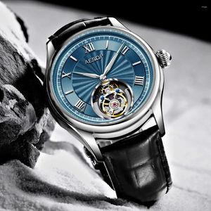 Zegarek aesop prawdziwe turbillon mechaniczne zegarki limitowana edycja luksusowe mężczyzn manualny ruch uzwojenia skóry/stal nierdzewna