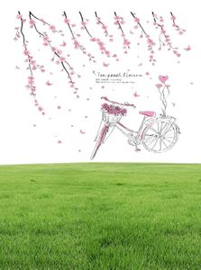 Shijuhezi Cartoon Girl Wall Stickers PVC Material DIY Peach Flowers Bicycle Wall Decal for Kids Rooms Baby Bedroom Decoration5292431