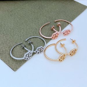 Бренд T Letters Designer Servgs для женщин простой большой круг дизайн 18K золотые хрустальные серьги с бриллиантами.