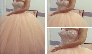 Настоящее изображение Ball Hown платья Quinceanera 2015 Coral Tulle vestidos de 15 Anos Sweet 16 Party Promes за 15 лет на заказ 3358467