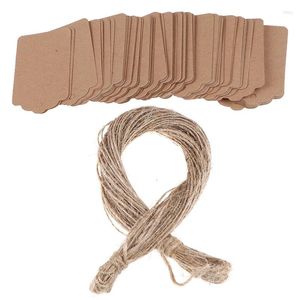 Embrulhado de presente 100pcs tags de rótulo de preço em branco Retangular Kraft Paper Lable Jóias Promoção de cartões de exibição para Salewith String 20m