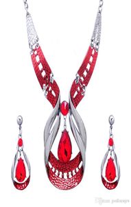 Bridesmaid Jewelry Beautifully Jewellery Sets 18k Platinum Plated Austrian Crystal Enamel Statement Necklace Earrings Party Jewelr8553985