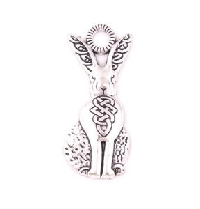 Fashion Antique Srebrny Wiking Nordic Style Hare Wisiant Sacred Rabbit Animal Talizman Talizman AccessPories53373561643045