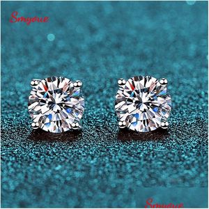 Stud Smyoue 013Ct Test Passed Studs Earrings For Men Women S925 Sier Platinum Plated Bride Wedding Diamond Gra 230710 Drop Delivery Dheum