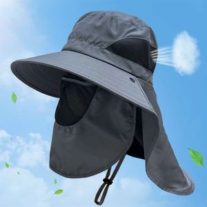 Summer Sun Hats UV Protection Outdoor Hunting Fishing Cap for Men Women Hiking Camping Visor Bucket Hat Neck Flap Fisherman 240403