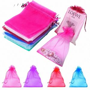 100pcs Renkli Organza Drawstring Bag Mücevher Çantaları Düğün Hediye Depolama Drawstring Torbaları 10x12cm/10x15cm/13x18cm x13v#