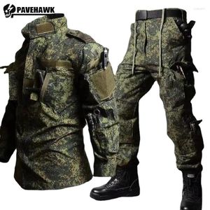 Mäns spårdräkter utomhusstridssatser Mens Summer Wear-resistent Tactical Camouflage Training STAND COLL Vindtät jaktjacka