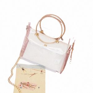 2020 Design Luxury Handbag Women Transparent Bucket Bag Clear PVC Jelly Small Shoulder Bag Female Chain Crossbody Menger PAGS S8DH#