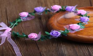 Bohemian Flower Wreath Girl Head Flower Crown Rattan Garland Festival Wedding Bridal Floral Headband Party Dekoracja GG7884447