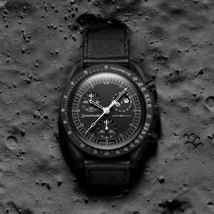 Bioceramiczna planeta księżyc męski White Watch Pełna funkcja chronograph zegarek Misja do rtęci 42 mm nylonowe zegarki kwarcowe Relogio Mascu