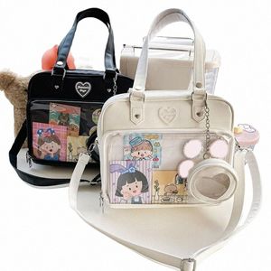 Японские хараджуку итабаг девушки прозрачная сумка с сумочками для студентов кошелька 286h#