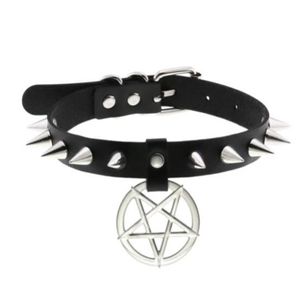 Spike Punk Choker Collar For Girl Goth Pentagram Necklace Emo Neck Strap Cosplay Chocker Gothic Accessories8825292