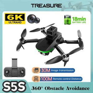 Drony S5S Mini Drone 6K Profesional 5780p HD Dual Camera Unikanie Fotografia Aerialna Fotografia bezszczotkowana składane zabawki Quadcopter 240416