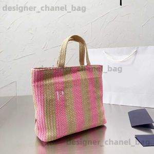 Totes French Grass Woven Bag Womens Summer New Trendy P Home Versatile Shoulder Bag Woven Tote Bag Large Capacity Handbag T240416