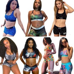 Womens Swimwear Digital Letter Printing Two Piece Set Fabric With Sexy Tight Fitting Print For Comfortable Beach Breathability Swimsuits