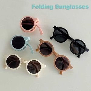 Sunglasses Foldable Kids Sunglasses Girls Boy Children Sun Glasses Round Street Beat Eyeglasses Cute Baby Shades Eyewears 24416