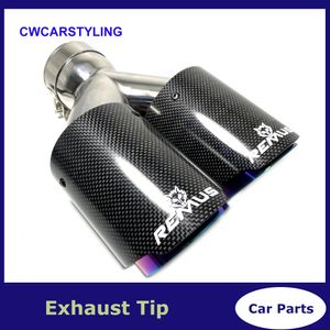 1 PCS Car Carbon Fiber Gloss Black Muffler Tip Y Shape Double Exit Exhaust Pipe Mufflers Nozzle Decoration Universal Stainless