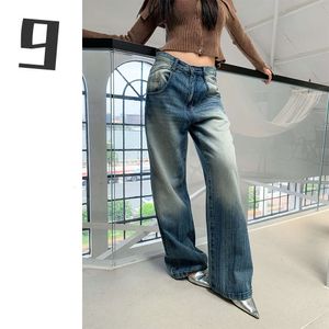 9hour Low Waist Wide Leg Jeans for Women 2024 Spring New Instagram Gradient White Soft Denim Pants