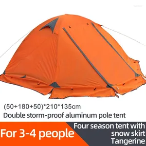 Tält och skyddsrum 2 lager 2-3 person utomhus camping tält 4 säsong aluminium rod vandring strand waftherproof familjeam snö kjol bil