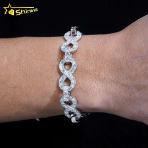 Mode kubanische Ketten 13 mm breites Infinity Link Kubanisches Armband aus 925 Silber Moissanite Kubanische Verbindungskette vereisen