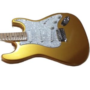 Kabel neu !!!Golden Color St. E -Gitarre Massivkörper überflüssigem Ahorn Griffbrett weißer Pickguard Big Head