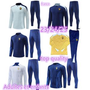 23 24 25 Französische Trainingsanzug Kids Kit Set Euro Cup Mbappe Survetement Football Jogging Equipe de Soccer Training Anzug 2024 2025 Französische Kinder Boy Set Long Sleeve