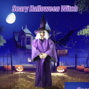 Маски для вечеринки на Хэллоуин Декор Анимированная фиолетовая ведьма висящая домика