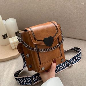 Shoulder Bags Young Girl Heart Chains Messenger PU Leather Fashion Single Crossbody For Women Flap Satchels Purses