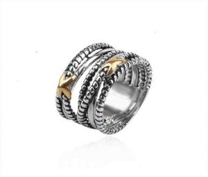 Män klassisk Cross Ring Vintage Women Fashion Rings för flätad designer Copper Ed Wire Jewelry X Engagement Anniversary Gift8002364