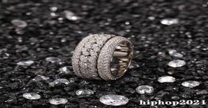 Anel de diamante rotativo Moda de moda de hip hop jóias masculinas anéis de prata de ouro Iced Out Rings4243629