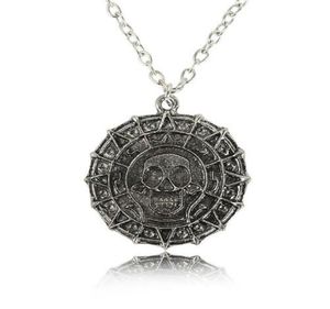Movie Jewelry Pirates Necklace Vintage Bronze Silver Designer Skull Coin Pendant Necklace Men Gift Souvenirs Party Friendship Gift1990570