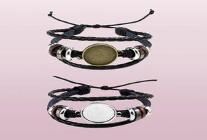 Säljer smycken DIY MULTI LAYER LEATHER JACHELETS Bangle Blank Base Fit 20mm Round Po Glass Cabochon Setting Bezel Tray Jew2715654