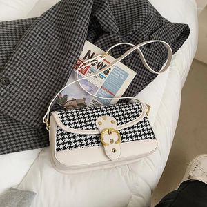 Bag Pu Leather Women Luxury Houndstooth Shoulder Crossbody Bags For 2024 Lady Trendy Big Grid Handbags And Purses